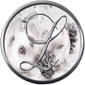 Snap Jewelry Charm Christmas Silver Ornament & Frosted Pine Cones Monogram Alphabet Letters A - Z for Winter Holidays 18MM - 20MM Snap Charm Jewelry in Saudi Arabia