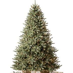 Balsam Hill 4.5ft شجرة التنوب الزرقاء الكلاسيكية المضاءة مسبقًا - شجرة عيد الميلاد الاصطناعية مع أكثر من 886 نصيحة، 300 مصباح LED شفاف، تقنية توصيل سهلة وحامل ممتاز لتزيين العطلات الداخلية in Kuwait