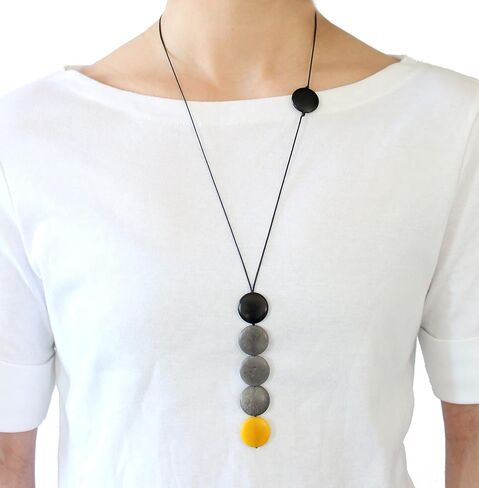 Coins Tagua Necklace in Yellow, Gray and Black Handmade in Saudi Arabia