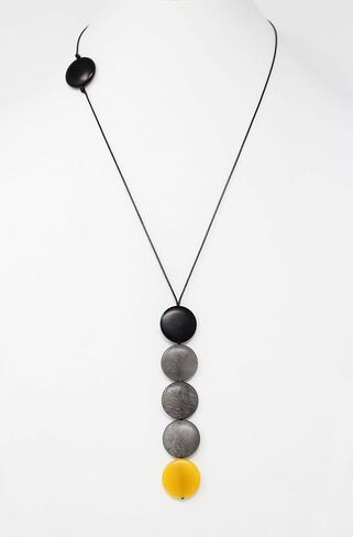 Coins Tagua Necklace in Yellow, Gray and Black Handmade in Saudi Arabia