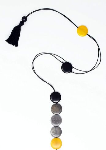 Coins Tagua Necklace in Yellow, Gray and Black Handmade in Saudi Arabia