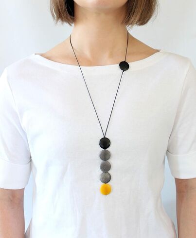 Coins Tagua Necklace in Yellow, Gray and Black Handmade in Saudi Arabia