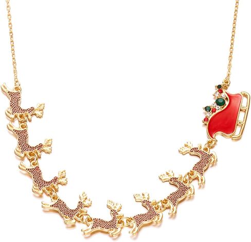 Christmas Necklace Earrings Set, Festive Jingle Bells & Glitter Christmas Light Pendant Statement Jewelry for Xmas Holiday Party in Saudi Arabia