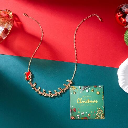 Christmas Necklace Earrings Set, Festive Jingle Bells & Glitter Christmas Light Pendant Statement Jewelry for Xmas Holiday Party in Saudi Arabia