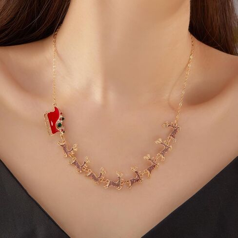 Christmas Necklace Earrings Set, Festive Jingle Bells & Glitter Christmas Light Pendant Statement Jewelry for Xmas Holiday Party in Saudi Arabia