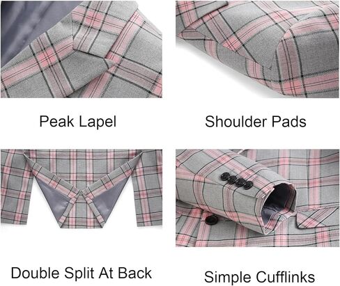 UNINUKOO Men's Suits 2 Piece Plaid Double Breasted Slim Fit Checkered Wedding Casual Homecoming Tuxedo Jacket Dress Pants Set in Saudi Arabia