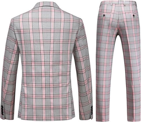UNINUKOO Men's Suits 2 Piece Plaid Double Breasted Slim Fit Checkered Wedding Casual Homecoming Tuxedo Jacket Dress Pants Set in Saudi Arabia