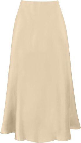 Mist Azur Silky Satin Long Skirt for Women Elastic High Waisted A Line Maxi Skirt 7307 in Saudi Arabia