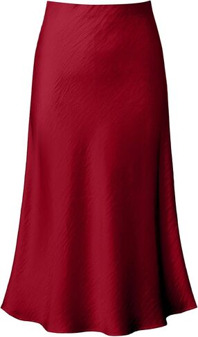 Mist Azur Silky Satin Long Skirt for Women Elastic High Waisted A Line Maxi Skirt 7307 in Saudi Arabia