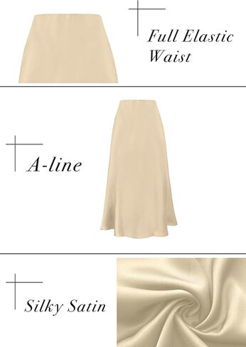 Mist Azur Silky Satin Long Skirt for Women Elastic High Waisted A Line Maxi Skirt 7307 in Saudi Arabia