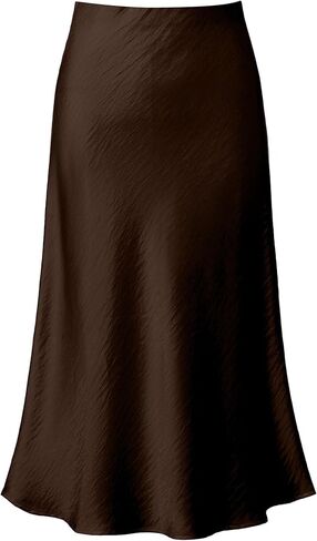 Mist Azur Silky Satin Long Skirt for Women Elastic High Waisted A Line Maxi Skirt 7307 in Saudi Arabia