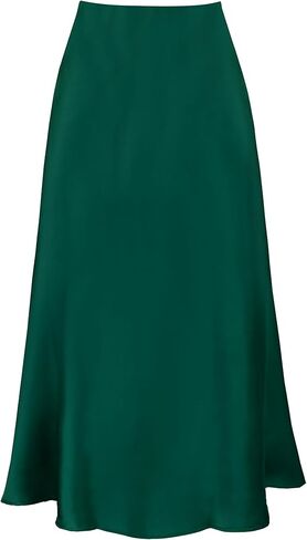 Mist Azur Silky Satin Long Skirt for Women Elastic High Waisted A Line Maxi Skirt 7307 in Saudi Arabia