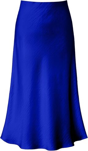 Mist Azur Silky Satin Long Skirt for Women Elastic High Waisted A Line Maxi Skirt 7307 in Saudi Arabia