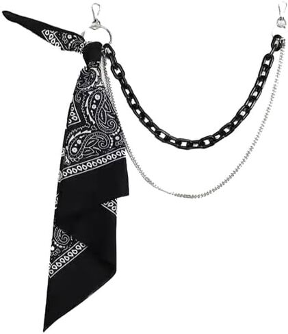 Pants Chain, Emo Chains for Pants with Bandana, Acrylic Layered Waist Chains for Men Women, Fit for Hip Hop Pocket Pants Rapper Rock Alternative Accessories in Kuwait