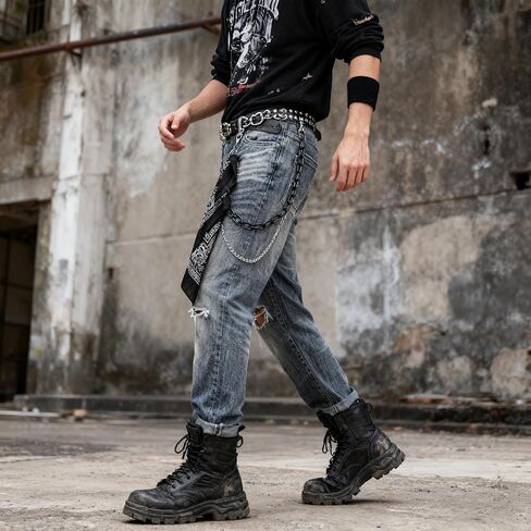 Pants Chain, Emo Chains for Pants with Bandana, Acrylic Layered Waist Chains for Men Women, Fit for Hip Hop Pocket Pants Rapper Rock Alternative Accessories in Kuwait