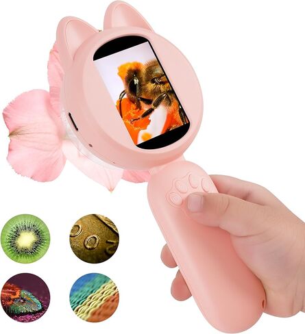Mia Kids Microscope, Mini Digital Microscope for Kids with 2'' IPS Screen, Handheld Mini Scope Educational Science Toy Kit, Christmas/Birthday Gifts for Kids Aged 3-6,7-12 (Blue) in Saudi Arabia
