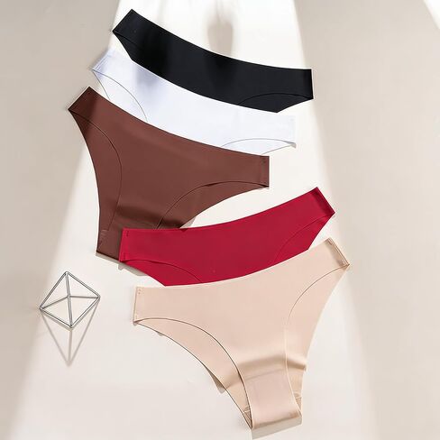 5-Pack Seamless Low-Rise Ice-Silk Women' s Briefs, Breathable Soft Smooth Stretch Hipster Underwear in Saudi Arabia