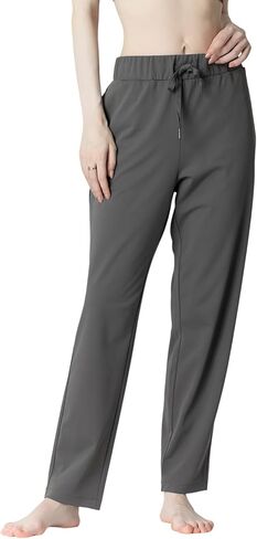 Women's Track Pants with Back Zip Pocket - 4-Way Stretch Moisture-Wicking Fabric, Multi-Pockets for Daily Wear in Saudi Arabia