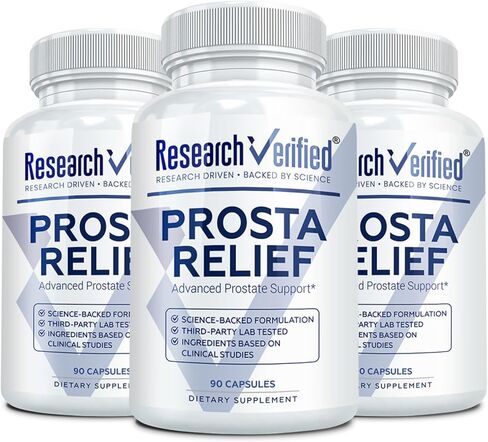 Research Verified Prosta Relief - Saw Palmetto and Bioperine - Prostate Health; Bladder & Urinary Health, Drive and Performance; Pure Natural, 90 Capsules (Pack of 3) in Kuwait