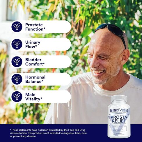 Research Verified Prosta Relief - Saw Palmetto and Bioperine - Prostate Health; Bladder & Urinary Health, Drive and Performance; Pure Natural, 90 Capsules (Pack of 3) in Kuwait