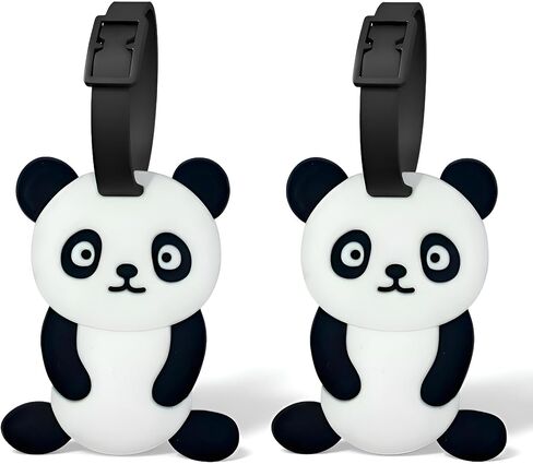 2-Pack Luggage Tags Panda Cute Anime Cartoon Animal Colorful Silicone ID Tags for Suitcases Bags Travel Perfect for Teens Adults (Panda B) in Kuwait
