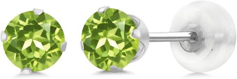 Gem Stone King 10K White Gold Pink Tourmaline Stud Earrings For Women (0.48 Cttw, Round 4MM) in Saudi Arabia