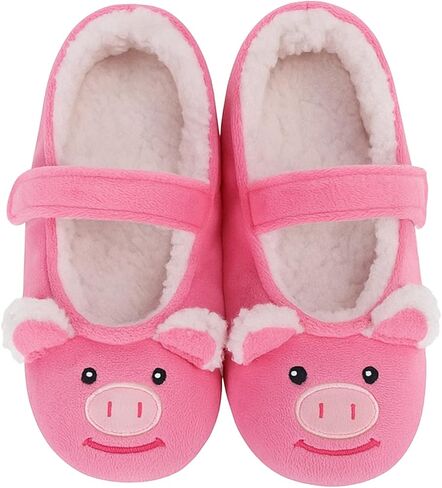 جوارب Snoozies للأطفال، مبطنة بصوف الشيربا، أحذية بيت الحيوانات غير قابلة للانزلاق مع حزام شباشب للفتيات in Kuwait