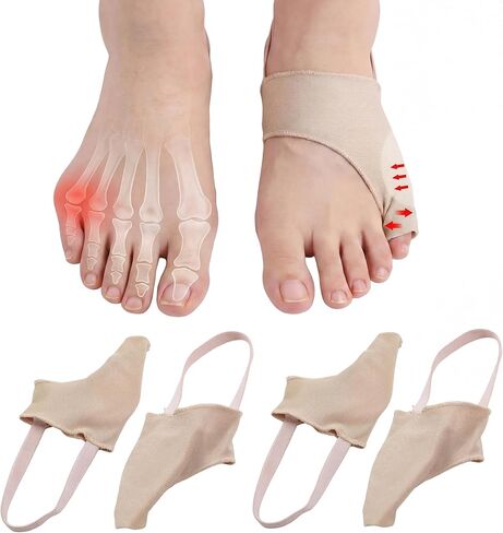 Cuffbow 2 Pair Tailor Bunion Corrector Pads for Pinky Toe Relief Little Toe Separator Bunionette Sleeves Relieve Bunion Pain with Soft Latex Pads and Non-Slip Strap for Women Men Overlapping Toes, L in Saudi Arabia