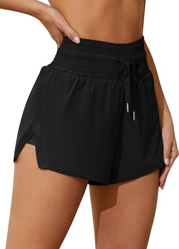 ATTRACO Women's 3" High Waisted Swim Board Shorts Pleated Summer Beach Shorts with Pockets in Kuwait