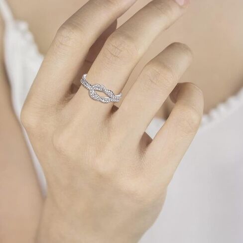Sterling Silver Mother Daughter Ring: Engraved "I Love You Forever" Square Knot Ring Jewelry Gift from Mom to Daughter in Saudi Arabia