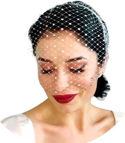 أزاليا لؤلؤة قفص العصافير الحجاب الزفاف شبكة الحجاب مع أحجار الراين القابلة للإزالة أحمر الخدود العازبة حزب الملحقات in Kuwait