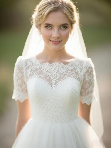 فستان زفاف العروس، طرحة رقيقة بمشط وحواف مقصوصة، وفستان زفاف شيفون حالم مع مشط in Kuwait