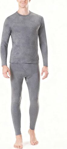 Men's Lightweight Thermal Underwear Set - Long Sleeve Top and Bottom, Stretchable, Breathable, Soft Base Layer for Winter in Saudi Arabia
