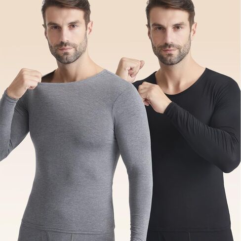 Men's Lightweight Thermal Underwear Set - Long Sleeve Top and Bottom, Stretchable, Breathable, Soft Base Layer for Winter in Saudi Arabia