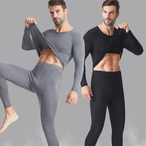 Men's Lightweight Thermal Underwear Set - Long Sleeve Top and Bottom, Stretchable, Breathable, Soft Base Layer for Winter in Saudi Arabia