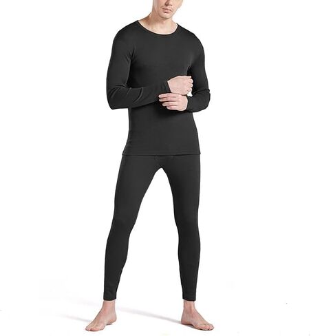 Men's Lightweight Thermal Underwear Set - Long Sleeve Top and Bottom, Stretchable, Breathable, Soft Base Layer for Winter in Saudi Arabia