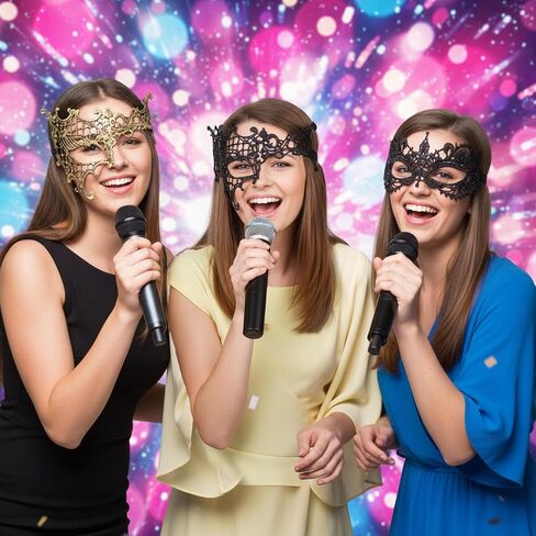 Yolev 6 Pcs Masquerade Masks for Women Gold Black Lace Mask 6 Styles Masquerade Mask for Glasses Couples Halloween Prom Ball Party Mardi Gras Lace Face Mask in Saudi Arabia