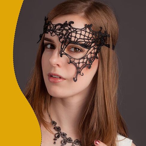 Yolev 6 Pcs Masquerade Masks for Women Gold Black Lace Mask 6 Styles Masquerade Mask for Glasses Couples Halloween Prom Ball Party Mardi Gras Lace Face Mask in Saudi Arabia