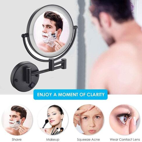 Wall Mount LED Lighted Makeup Mirror, Magnifying Makeup Mirror with Light, 360° Swivel Extendable Cosmetic Vanity Mirror, Most Wonderful for Close Make Up,7X in Kuwait