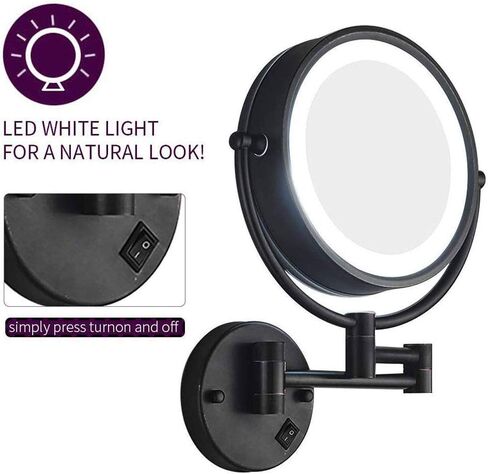 Wall Mount LED Lighted Makeup Mirror, Magnifying Makeup Mirror with Light, 360° Swivel Extendable Cosmetic Vanity Mirror, Most Wonderful for Close Make Up,7X in Kuwait