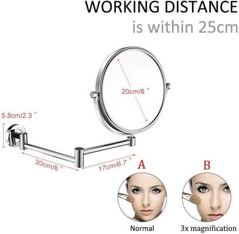 Wall Mounted Makeup Mirrors Magnifying Extend Sturdy Adjustable Shaving Cosmetic Mirror Bathroom Vanity Mirrors in Kuwait