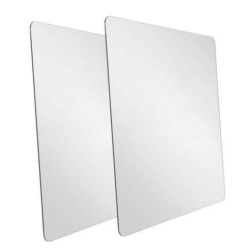 PartyKindom 2pcs Self-Adhesive Mirror Tiles Square Wall Decor for Bedroom Bathroom Gym and Vanity Easy to Install Frameless Design Rounded Edges in Saudi Arabia