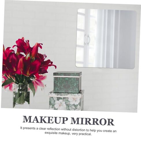 PartyKindom 2pcs Self-Adhesive Mirror Tiles Square Wall Decor for Bedroom Bathroom Gym and Vanity Easy to Install Frameless Design Rounded Edges in Saudi Arabia