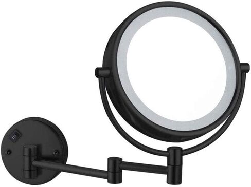 Magnifying Makeup Mirror with Light Wall Mounted, Double Sided Vanity Magnifying Mirror, 360deg; Swivel Extendable, Adjustable Telescopic Boom, with Plug,5X in Kuwait