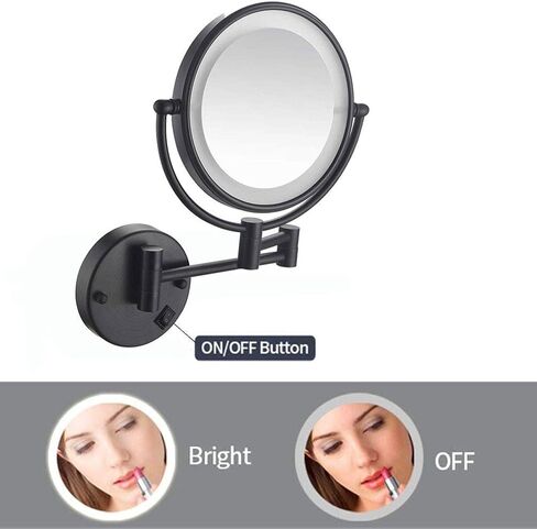 Magnifying Makeup Mirror with Light Wall Mounted, Double Sided Vanity Magnifying Mirror, 360° Swivel Extendable, Adjustable Telescopic Boom, with Plug,5X in Kuwait