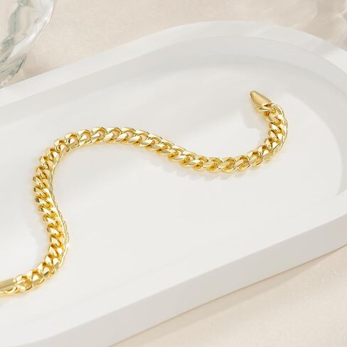 إيرين ماري 14K أساور الذهب للنساء والرجال سوار الذهب للنساء الكلاسيكية الكثيفة الكوبية ربط أساور للرجال النساء لذيذ الكوبية سلسلة مجوهرات هدايا 6.5 ''7'' 7.5 ''8'' 9'' in Kuwait