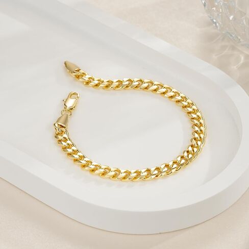 إيرين ماري 14K أساور الذهب للنساء والرجال سوار الذهب للنساء الكلاسيكية الكثيفة الكوبية ربط أساور للرجال النساء لذيذ الكوبية سلسلة مجوهرات هدايا 6.5 ''7'' 7.5 ''8'' 9'' in Kuwait