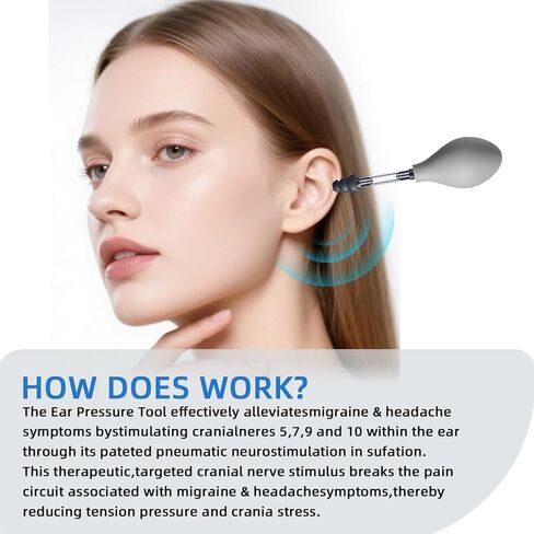 جهاز شفط لتخفيف ضغط الأذن، منتجات تخفيف الصداع النصفي والصداع، تخفيف طنين الأذن بالطائرة من خلال توازن ضغط الأذن الداخلي، يقلل التوتر، مجهز بثلاثة أحجام من سدادات الأذن in Kuwait