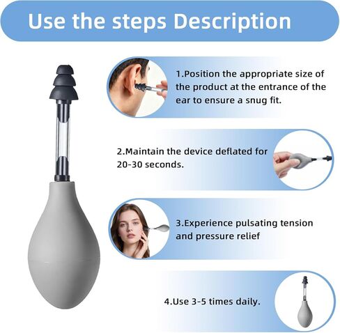 جهاز شفط لتخفيف ضغط الأذن، منتجات تخفيف الصداع النصفي والصداع، تخفيف طنين الأذن بالطائرة من خلال توازن ضغط الأذن الداخلي، يقلل التوتر، مجهز بثلاثة أحجام من سدادات الأذن in Kuwait