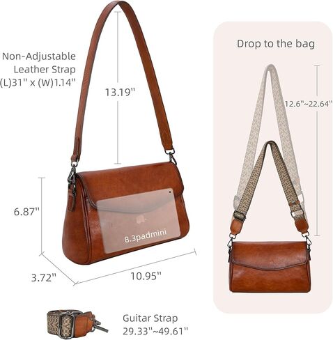 Iswee Leather Crossbody Bags for Women Shoulder Handbags and Purses with Multi Pocket and Two Straps Travel Satchel Medium in Saudi Arabia